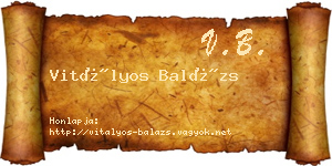 Vitályos Balázs névjegykártya